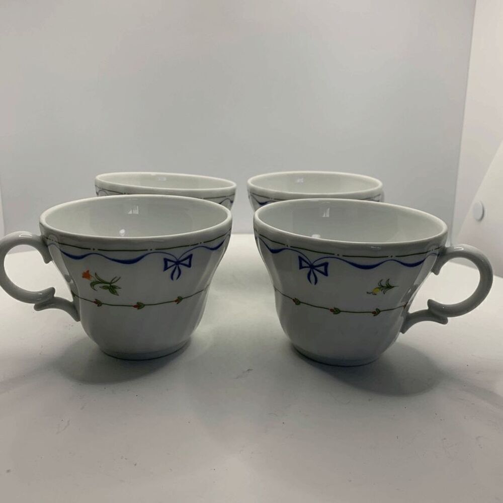 Ribbons and Bows 4 English Tea Cups -  1984 Royal Worcester